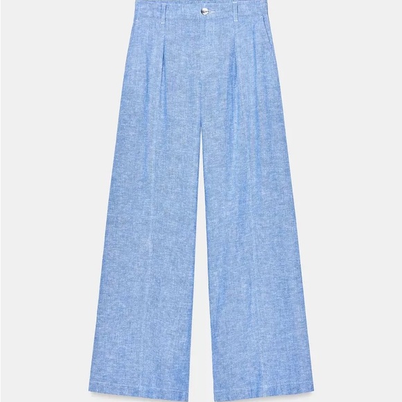 Zara Sky Blue Linen blend trousers - Picture 6 of 14